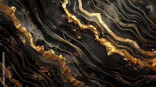 A virtual reality simulation depicting the rise and fall of empires upon the canvas of a black agate background with golden veins, each epoch shaped by the hand of AI historians. photo