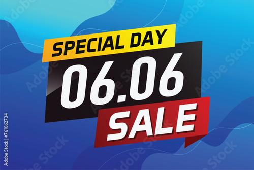 6.6 Special day sale word concept vector illustration with ribbon and 3d style for use landing page, template, ui, web, mobile app, poster, banner, flyer, background, gift card, coupon

