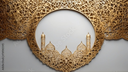 abstract pattern on the wall with a gold mosque pattern. Generative AI