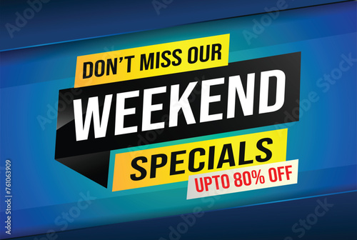 weekend specials word concept vector illustration and 3d style, landing page, template, ui, web, mobile app, poster, banner, flyer, background, gift card, coupon, label, wallpaper

