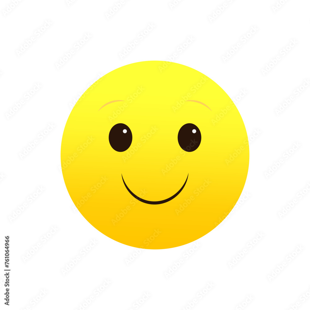 Fototapeta premium Happy emoji, cheerful smile. Bright yellow face. Joyful expression symbol. Vector illustration. EPS 10.