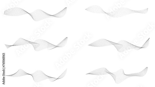 Dotted halftone waves. Abstract liquid shapes, wave effect dotted gradient texture waves isolated vector symbols set. Halftone graphic dots waves. business, education, technology. vector illustration