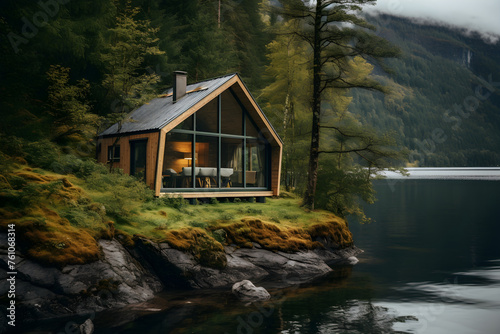 Sublime Isolation: A Quaint Fjord Cabin Amidst Norway's Pristine Nature photo