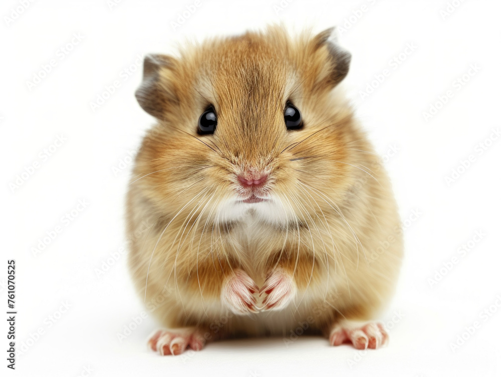 Cute Hamster Front View on White Background