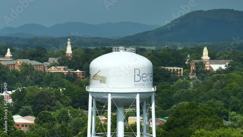American water tower in old town Berea, Kentucky. Historical college campus buildings. Small town America architecture. Old city in Madison County, USA. photo