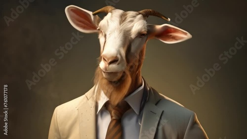 a goat wearing a suit and tie photo