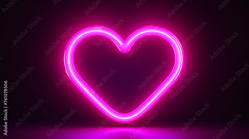 Bright glowing neon valentines love heart symbol design