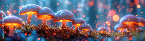 Glowing mushrooms bioluminescent