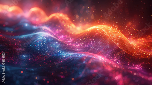 3D rendering abstract fractal light background. Created with Ai