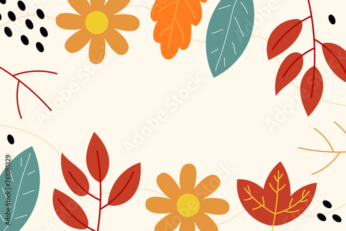Hand drawn leaves autumn flat design illustration vector background template