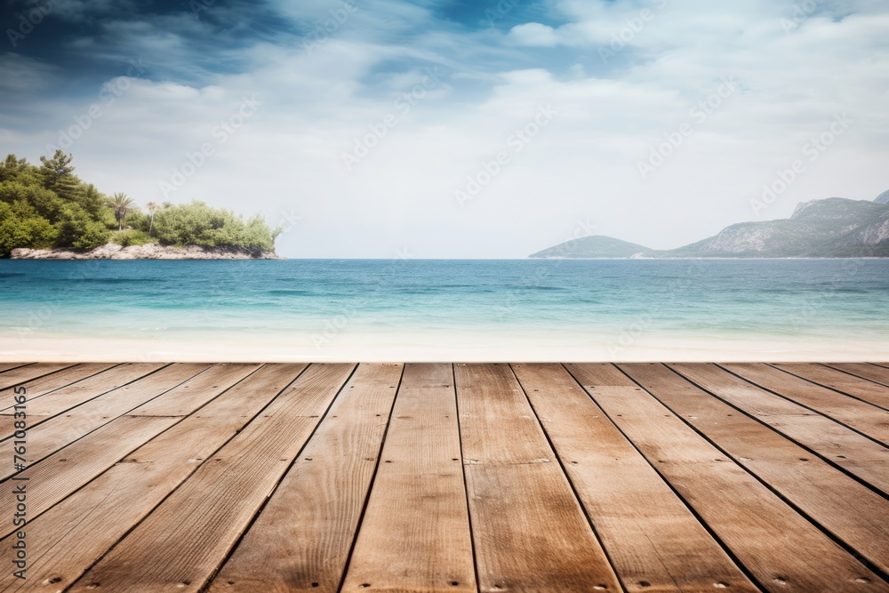 Fototapeta premium Wooden floor with natural background, for product background