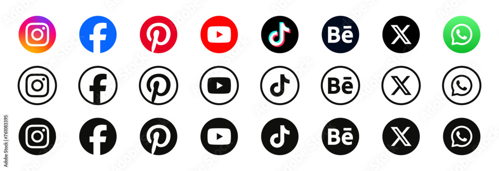 social media icons. social media logo , instagram, facebook, pinterest ...