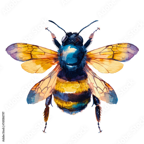 White backdrop adorned with a colorful watercolor painting of bees.