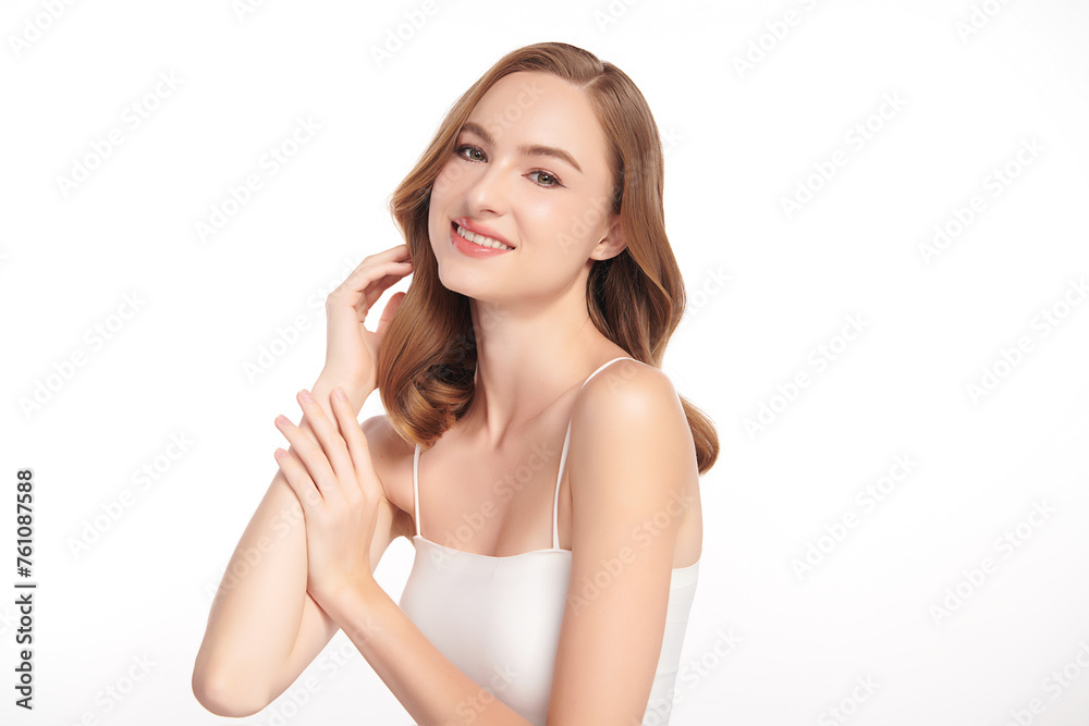 Beautiful young woman with clean fresh skin on white background, Face care, Facial treatment, Cosmetology, beauty and spa, women portrait. Beautiful young woman with clean fresh skin on white background, Face care, Facial treatment, Cosmetology, beauty and spa, women portrait.
