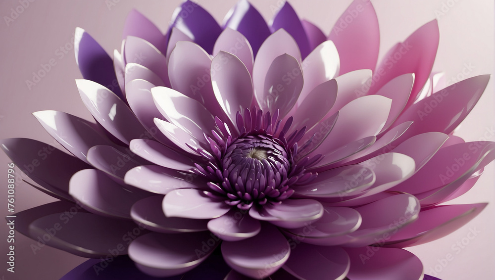 A purple flower with many petals. - obrazy, fototapety, plakaty 