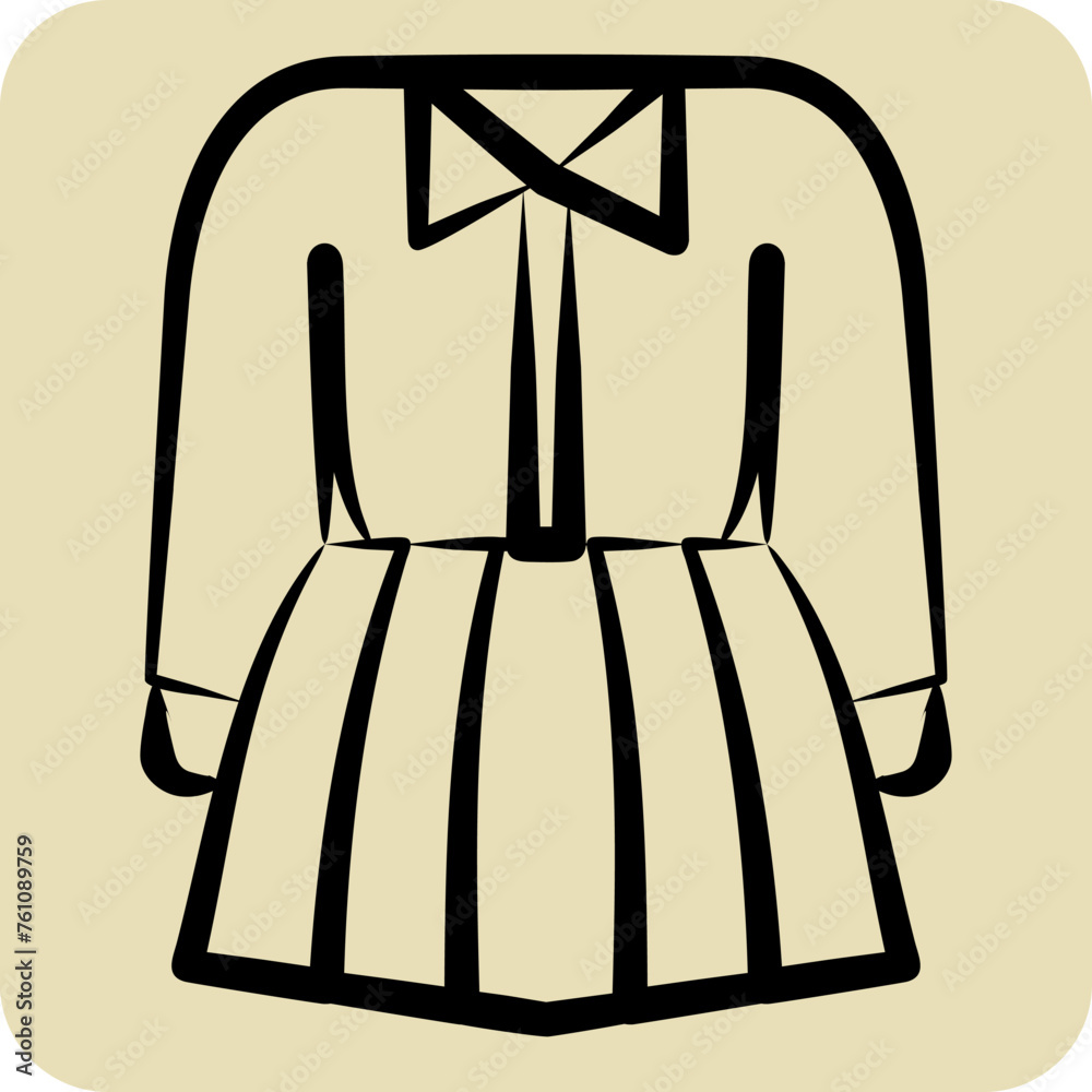 Icon Dress. related to Hipster symbol. hand drawn style. simple design editable. simple illustration Icon Dress. related to Hipster symbol. hand drawn style. simple design editable. simple illustration