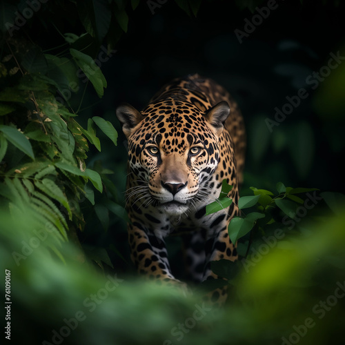 jaguar in the dark forest