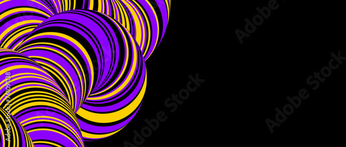 Black yellow purple twisted tube background. Abstract striped knot concept wallpaper. Liquid line pipe or cord shape for banner, poster, flyer, booklet, brochure, leaflet. Vector flowing rope backdrop