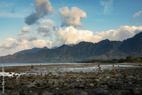 Beach, hills and a  scenic coastline of Pemuteran  in Buleleng Province in tropical Bali island photo