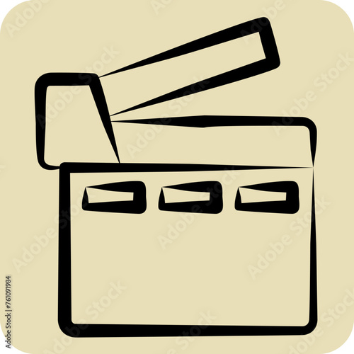 Icon Cinematographic. related to Podcast symbol. hand drawn style. simple design editable. simple illustration