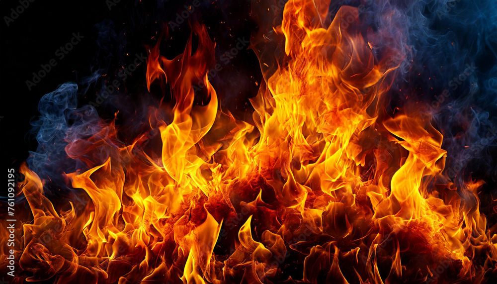 炎の背景、黒の背景に火の揺らぎ,Generative AI AI画像