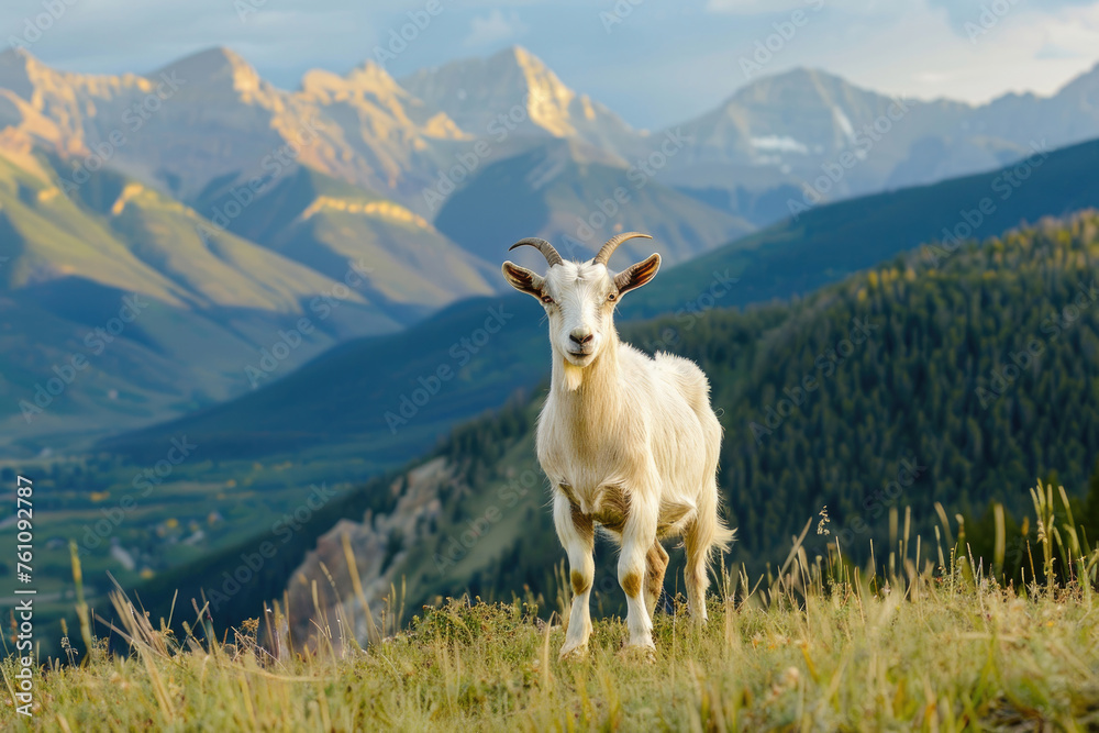 A portrait of a goat in a natural setting