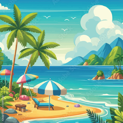 Illustration of beach scenery during the day landscape
