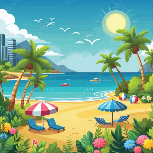 Illustration of beach scenery during the day landscape