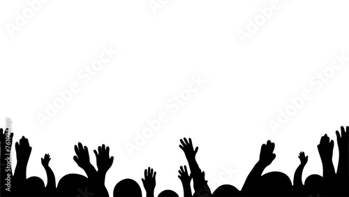 Illustration vector graphic of crowd silhouette with their hands up in the air