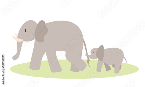 Mother elephant and the baby graphic vector illustration