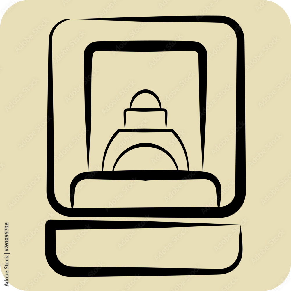 Icon Ring Box. related to Jewelry symbol. hand drawn style. simple design editable. simple illustration