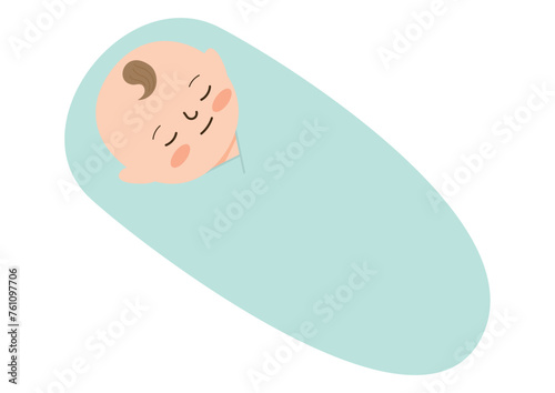 眠っているおくるみの赤ちゃん