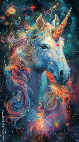Cosmic Unicorn in a Celestial Dreamscape