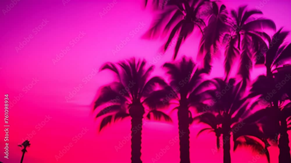 Group of Palm Trees Against Pink Sky Generative AI Group of Palm Trees Against Pink Sky Generative AI