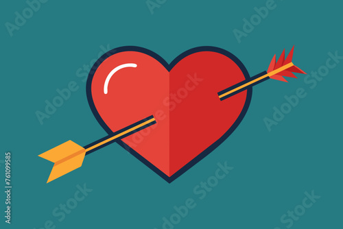 Hand drawn watercolor vector arrows shooting out and bleeding through the heart icon