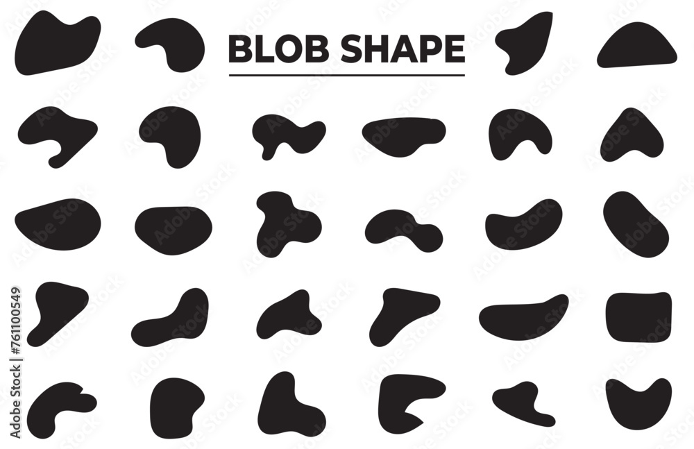 Organic blobs set icon. Random shapes cube drop Organic blobs set icon. Random shapes cube drop