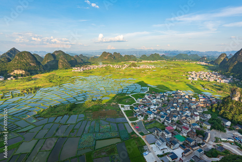 Summer scenery of Huixian Glass Field in Lingui County, Guilin, Guangxi photo