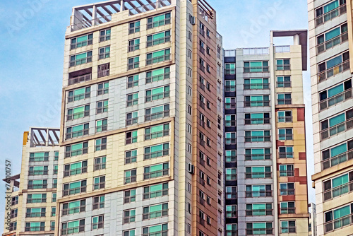 Detail of the condominium building in the city