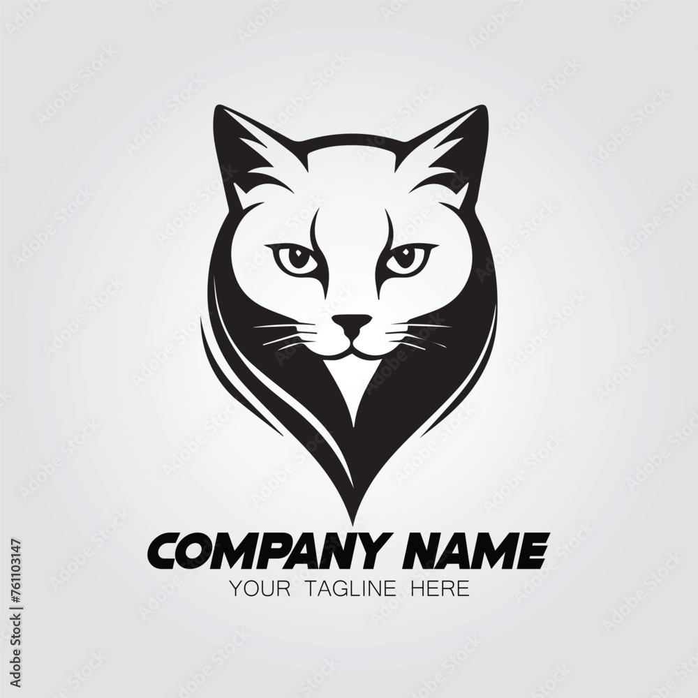 A cat logo vector image. Illustration of kitten silhouette design for logo company or brand