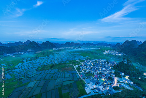 Summer scenery of Huixian Glass Field in Lingui County, Guilin, Guangxi photo