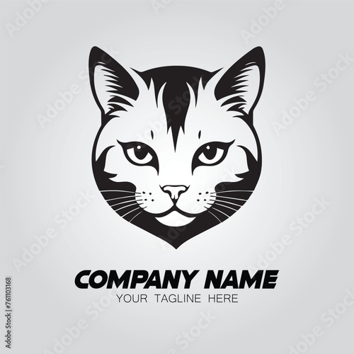 A cat logo vector image. Illustration of kitten silhouette design for logo company or brand