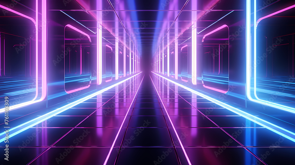 Abstract neon corridor background