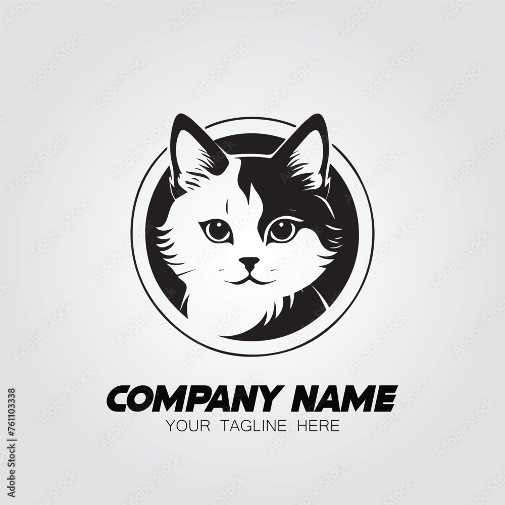 A cat logo vector image. Illustration of kitten silhouette design for logo company or brand A cat logo vector image. Illustration of kitten silhouette design for logo company or brand