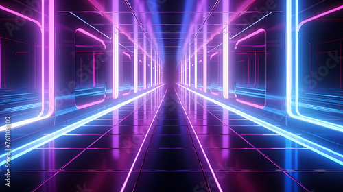 Wallpaper Mural Abstract neon corridor background Torontodigital.ca