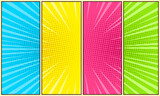 Colorful comic panel background with halftone effect