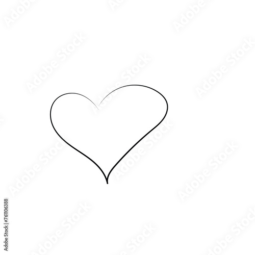line art drawing of simple heart and love sign for valentine day, mother day, wedding. One Continuous line