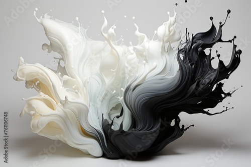 Contemporary Ocean Waves Fluid Forms in Abstract Ink Art