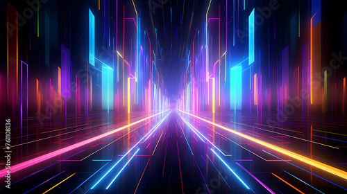 Corridor features vibrant neon lights and futuristic design