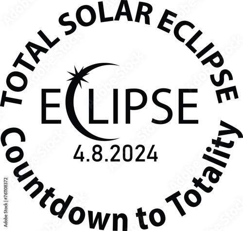 April 8th 2024 total solar eclipse icon. North American total solar eclipse sign. Solar Eclipse symbol.  Total Solar Eclipse 2024. flat style. © theerakit