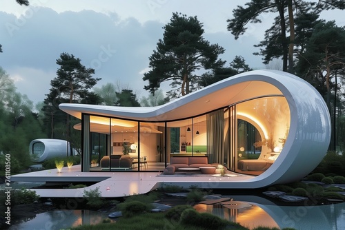 Russian dachas of tomorrow, incorporating futuristic materials and smart technologies into timeless architecture. photo